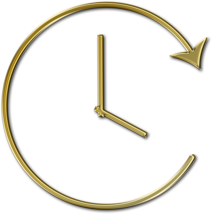 Gold metal Line Art Clock with Arrow Direction
